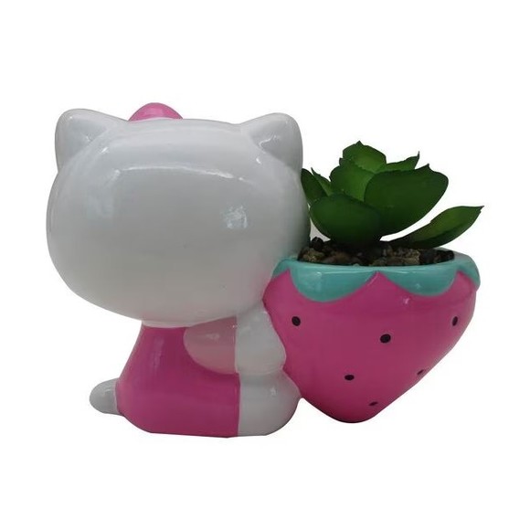 Sanrio Hello Kitty Strawberry 5-Inch Planter With Artificial Succulent - Picture 2 of 2